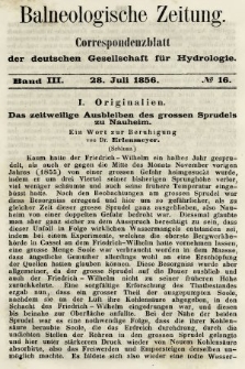 Balneologische Zeitung : Correspondenzblatt der deutschen Gesellschaft für Hydrologie. Bd. 3, 1856, nr 16