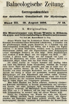 Balneologische Zeitung : Correspondenzblatt der deutschen Gesellschaft für Hydrologie. Bd. 3, 1856, nr 18