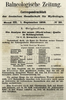 Balneologische Zeitung : Correspondenzblatt der deutschen Gesellschaft für Hydrologie. Bd. 3, 1856, nr 20