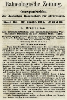 Balneologische Zeitung : Correspondenzblatt der deutschen Gesellschaft für Hydrologie. Bd. 3, 1856, nr 25-26