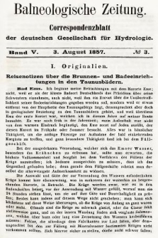 Balneologische Zeitung : Correspondenzblatt der deutschen Gesellschaft für Hydrologie. Bd. 5, 1857, nr 3