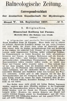 Balneologische Zeitung : Correspondenzblatt der deutschen Gesellschaft für Hydrologie. Bd. 5, 1857, nr 7