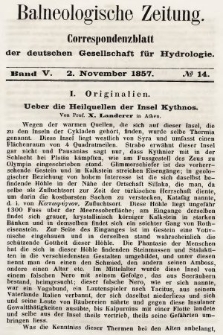 Balneologische Zeitung : Correspondenzblatt der deutschen Gesellschaft für Hydrologie. Bd. 5, 1857, nr 14
