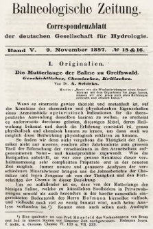 Balneologische Zeitung : Correspondenzblatt der deutschen Gesellschaft für Hydrologie. Bd. 5, 1857, nr 15-16