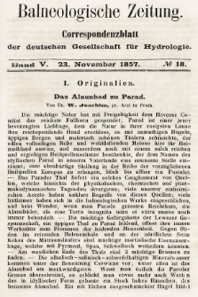 Balneologische Zeitung : Correspondenzblatt der deutschen Gesellschaft für Hydrologie. Bd. 5, 1857, nr 18