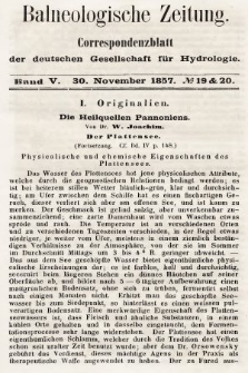 Balneologische Zeitung : Correspondenzblatt der deutschen Gesellschaft für Hydrologie. Bd. 5, 1857, nr 19-20
