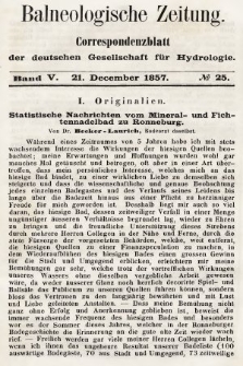 Balneologische Zeitung : Correspondenzblatt der deutschen Gesellschaft für Hydrologie. Bd. 5, 1857, nr 25