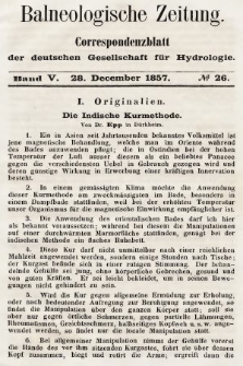 Balneologische Zeitung : Correspondenzblatt der deutschen Gesellschaft für Hydrologie. Bd. 5, 1857, nr 26