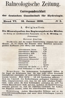 Balneologische Zeitung : Correspondenzblatt der deutschen Gesellschaft für Hydrologie. Bd. 6, 1858, nr 2