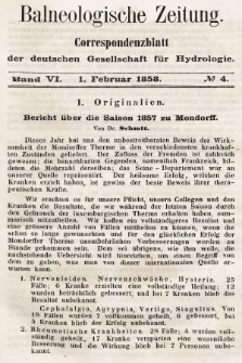 Balneologische Zeitung : Correspondenzblatt der deutschen Gesellschaft für Hydrologie. Bd. 6, 1858, nr 4