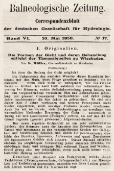 Balneologische Zeitung : Correspondenzblatt der deutschen Gesellschaft für Hydrologie. Bd. 6, 1858, nr 17