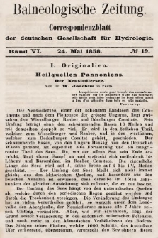 Balneologische Zeitung : Correspondenzblatt der deutschen Gesellschaft für Hydrologie. Bd. 6, 1858, nr 19