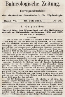 Balneologische Zeitung : Correspondenzblatt der deutschen Gesellschaft für Hydrologie. Bd. 6, 1858, nr 26