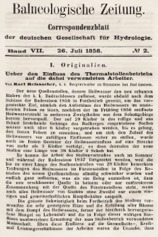Balneologische Zeitung : Correspondenzblatt der deutschen Gesellschaft für Hydrologie. Bd. 7, 1858, nr 2