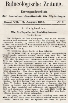 Balneologische Zeitung : Correspondenzblatt der deutschen Gesellschaft für Hydrologie. Bd. 7, 1858, nr 3