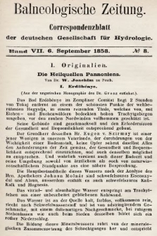 Balneologische Zeitung : Correspondenzblatt der deutschen Gesellschaft für Hydrologie. Bd. 7, 1858, nr 8