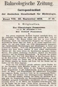 Balneologische Zeitung : Correspondenzblatt der deutschen Gesellschaft für Hydrologie. Bd. 7, 1858, nr 10