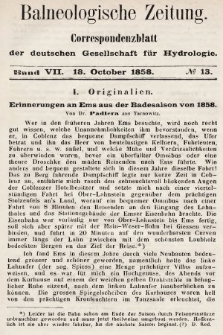 Balneologische Zeitung : Correspondenzblatt der deutschen Gesellschaft für Hydrologie. Bd. 7, 1858, nr 13