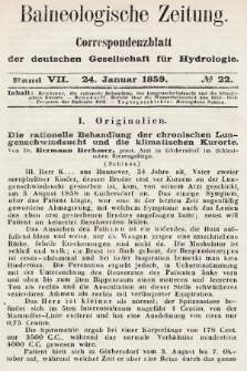 Balneologische Zeitung : Correspondenzblatt der deutschen Gesellschaft für Hydrologie. Bd. 7, 1859, nr 22