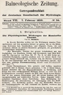 Balneologische Zeitung : Correspondenzblatt der deutschen Gesellschaft für Hydrologie. Bd. 7, 1859, nr 24