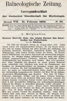 Balneologische Zeitung : Correspondenzblatt der deutschen Gesellschaft für Hydrologie. Bd. 7, 1859, nr 26