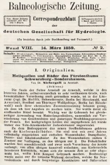 Balneologische Zeitung : Correspondenzblatt der deutschen Gesellschaft für Hydrologie. Bd. 8, 1859, nr 2