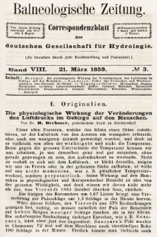Balneologische Zeitung : Correspondenzblatt der deutschen Gesellschaft für Hydrologie. Bd. 8, 1859, nr 3