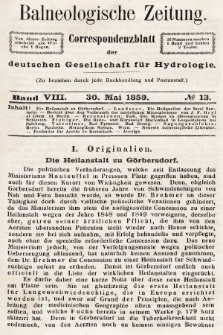 Balneologische Zeitung : Correspondenzblatt der deutschen Gesellschaft für Hydrologie. Bd. 8, 1859, nr 13