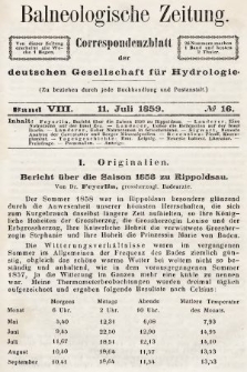 Balneologische Zeitung : Correspondenzblatt der deutschen Gesellschaft für Hydrologie. Bd. 8, 1859, nr 16