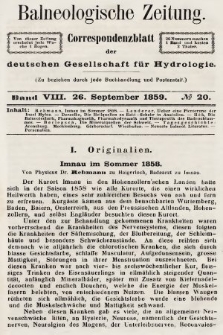 Balneologische Zeitung : Correspondenzblatt der deutschen Gesellschaft für Hydrologie. Bd. 8, 1859, nr 20