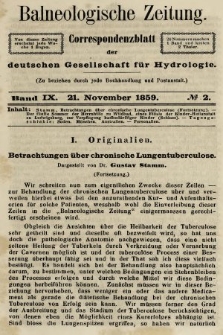 Balneologische Zeitung : Correspondenzblatt der deutschen Gesellschaft für Hydrologie. Bd. 9, 1859, nr 2