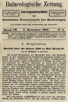 Balneologische Zeitung : Correspondenzblatt der deutschen Gesellschaft für Hydrologie. Bd. 9, 1859, nr 4