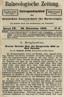 Balneologische Zeitung : Correspondenzblatt der deutschen Gesellschaft für Hydrologie. Bd. 9, 1859, nr 6