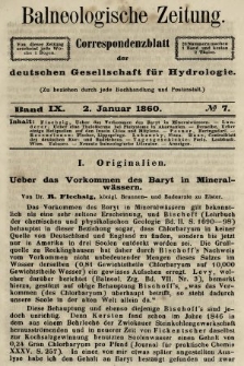 Balneologische Zeitung : Correspondenzblatt der deutschen Gesellschaft für Hydrologie. Bd. 9, 1860, nr 7