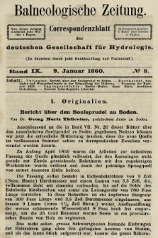 Balneologische Zeitung : Correspondenzblatt der deutschen Gesellschaft für Hydrologie. Bd. 9, 1860, nr 8