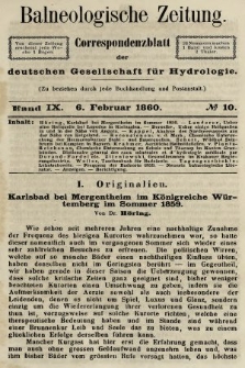 Balneologische Zeitung : Correspondenzblatt der deutschen Gesellschaft für Hydrologie. Bd. 9, 1860, nr 10