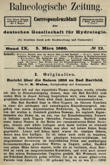 Balneologische Zeitung : Correspondenzblatt der deutschen Gesellschaft für Hydrologie. Bd. 9, 1860, nr 12