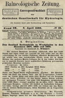 Balneologische Zeitung : Correspondenzblatt der deutschen Gesellschaft für Hydrologie. Bd. 9, 1860, nr 15