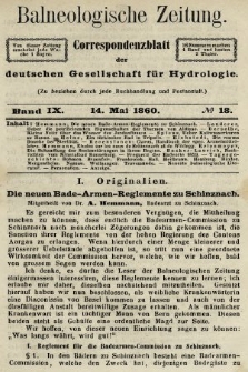 Balneologische Zeitung : Correspondenzblatt der deutschen Gesellschaft für Hydrologie. Bd. 9, 1860, nr 18