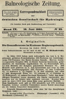 Balneologische Zeitung : Correspondenzblatt der deutschen Gesellschaft für Hydrologie. Bd. 9, 1860, nr 22