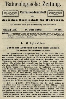 Balneologische Zeitung : Correspondenzblatt der deutschen Gesellschaft für Hydrologie. Bd. 9, 1860, nr 24