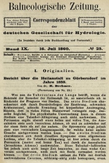 Balneologische Zeitung : Correspondenzblatt der deutschen Gesellschaft für Hydrologie. Bd. 9, 1860, nr 25