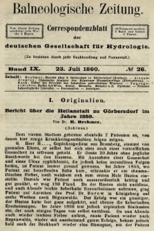 Balneologische Zeitung : Correspondenzblatt der deutschen Gesellschaft für Hydrologie. Bd. 9, 1860, nr 26