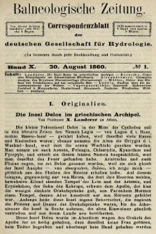 Balneologische Zeitung : Correspondenzblatt der deutschen Gesellschaft für Hydrologie. Bd. 10, 1860, nr 1