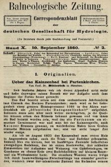 Balneologische Zeitung : Correspondenzblatt der deutschen Gesellschaft für Hydrologie. Bd. 10, 1860, nr 2