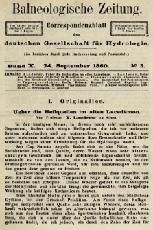 Balneologische Zeitung : Correspondenzblatt der deutschen Gesellschaft für Hydrologie. Bd. 10, 1860, nr 3