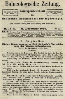 Balneologische Zeitung : Correspondenzblatt der deutschen Gesellschaft für Hydrologie. Bd. 10, 1860, nr 11