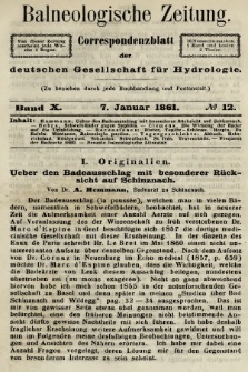 Balneologische Zeitung : Correspondenzblatt der deutschen Gesellschaft für Hydrologie. Bd. 10, 1861, nr 12