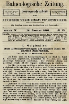 Balneologische Zeitung : Correspondenzblatt der deutschen Gesellschaft für Hydrologie. Bd. 10, 1861, nr 13