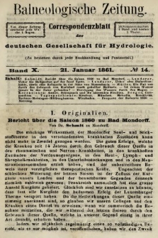 Balneologische Zeitung : Correspondenzblatt der deutschen Gesellschaft für Hydrologie. Bd. 10, 1861, nr 14